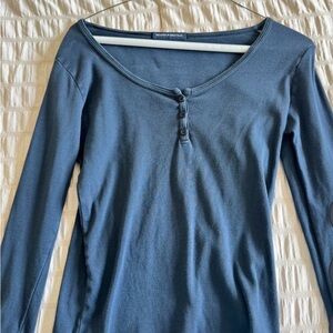 Brandy Melville Slate Blue Long-Sleeve Henley Tee